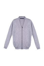 Gri Sky Kaşmir Taş Detaylı Hırka