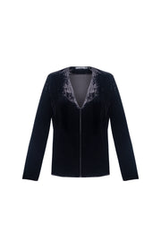 Siyah Paris İpekli Kadife Ceket