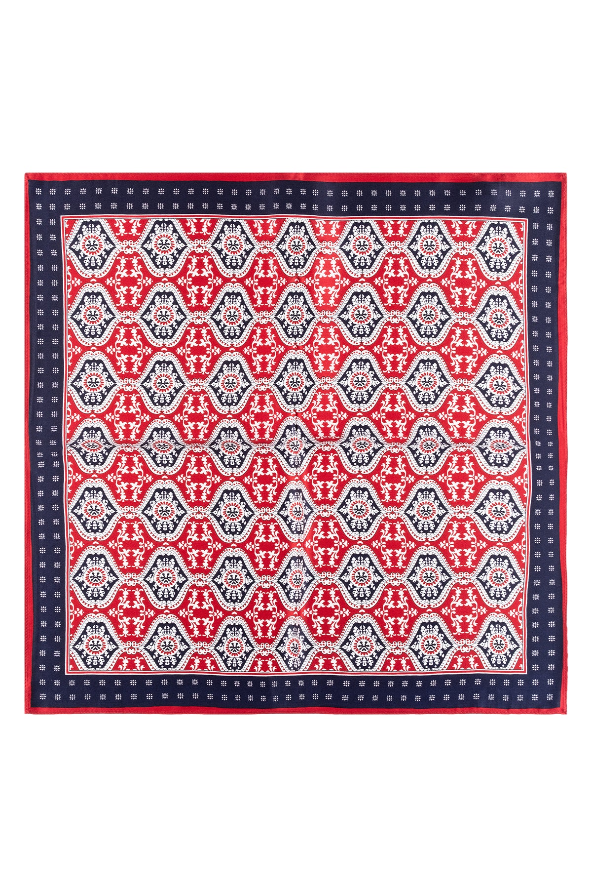 Bordo Lacivert Laila Saf İpek Kare Eşarp 50x50 cm