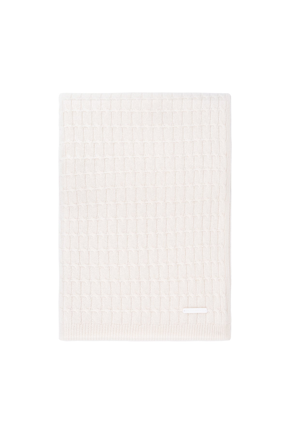 Beyaz Bebek Saf Kaşmir Saç Örgü Battaniye 110x110 cm