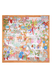 Camel Lara Saf İpek Baskılı Eşarp 90x90 cm