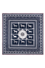 Kırmızı Lacivert Linda Saf Kaşmir Desenli Kare Eşarp 140x140 cm