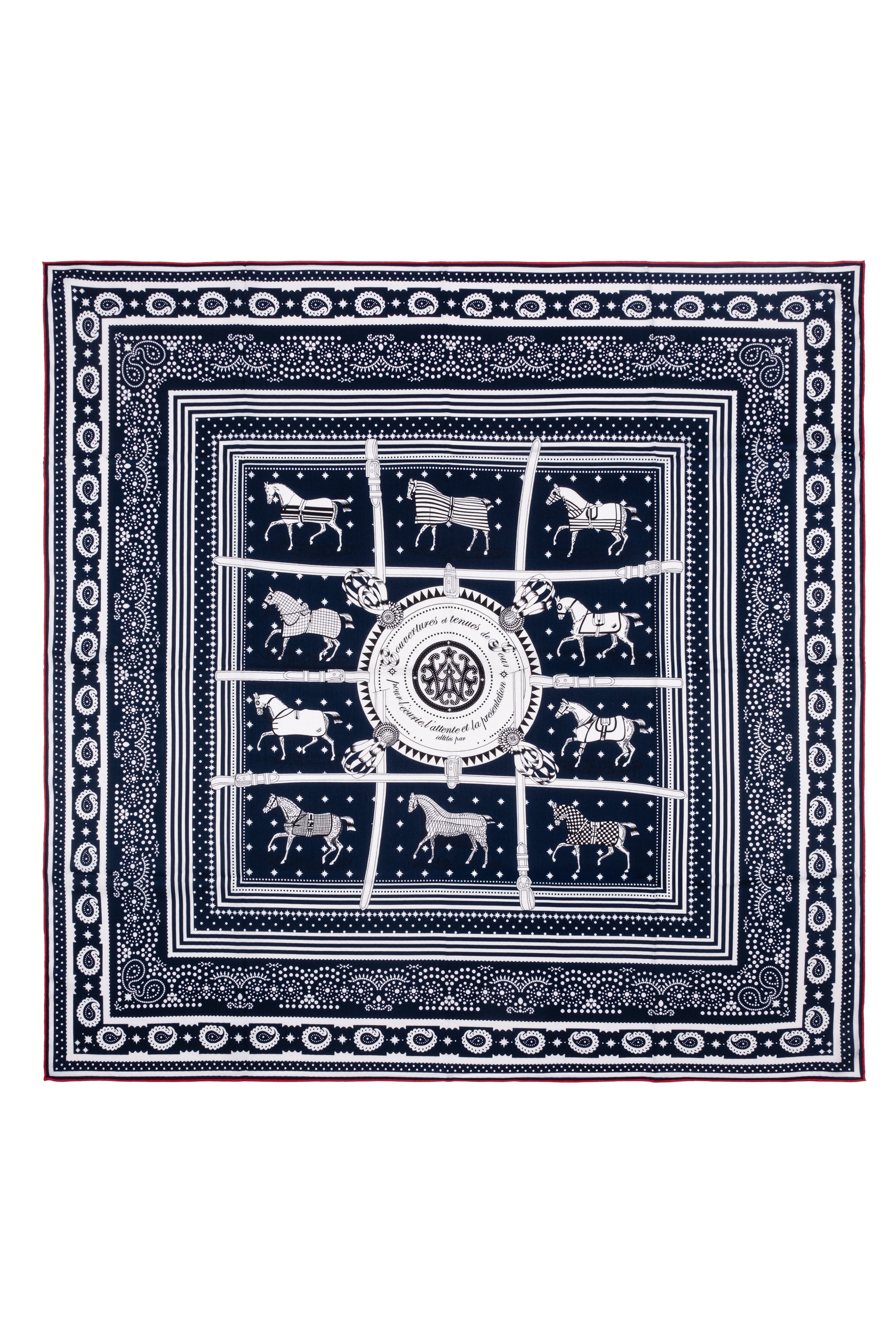 Kırmızı Lacivert Linda Saf Kaşmir Desenli Kare Eşarp 140x140 cm