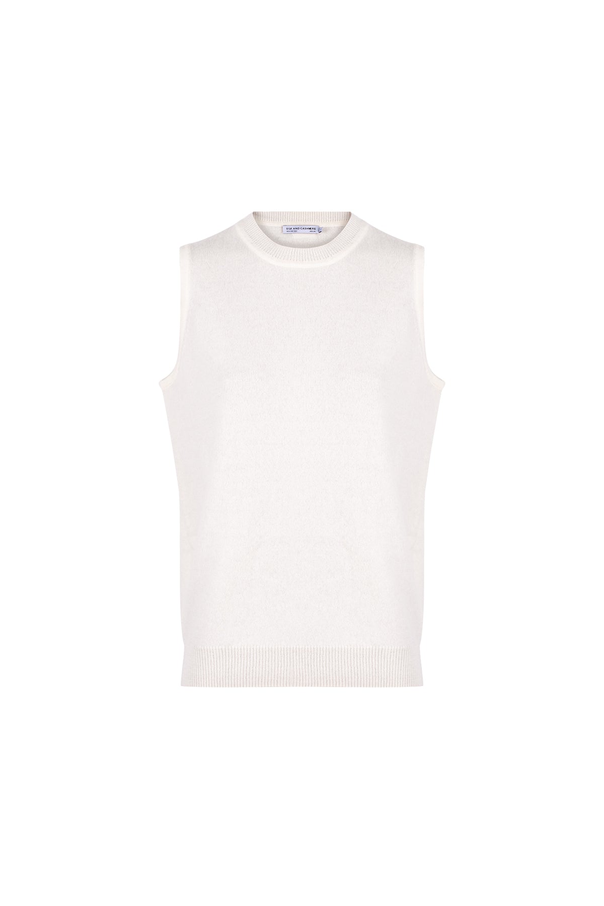 Beyaz Alexia Saf Kaşmir Yuvarlak Yaka Süveter