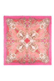 Fuşya Jas Desenli Kare Şal 70x70 cm