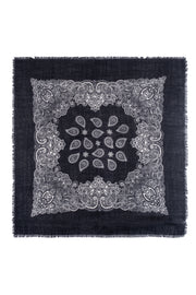 Siyah Jas  Desenli Kare Şal 70x70 cm