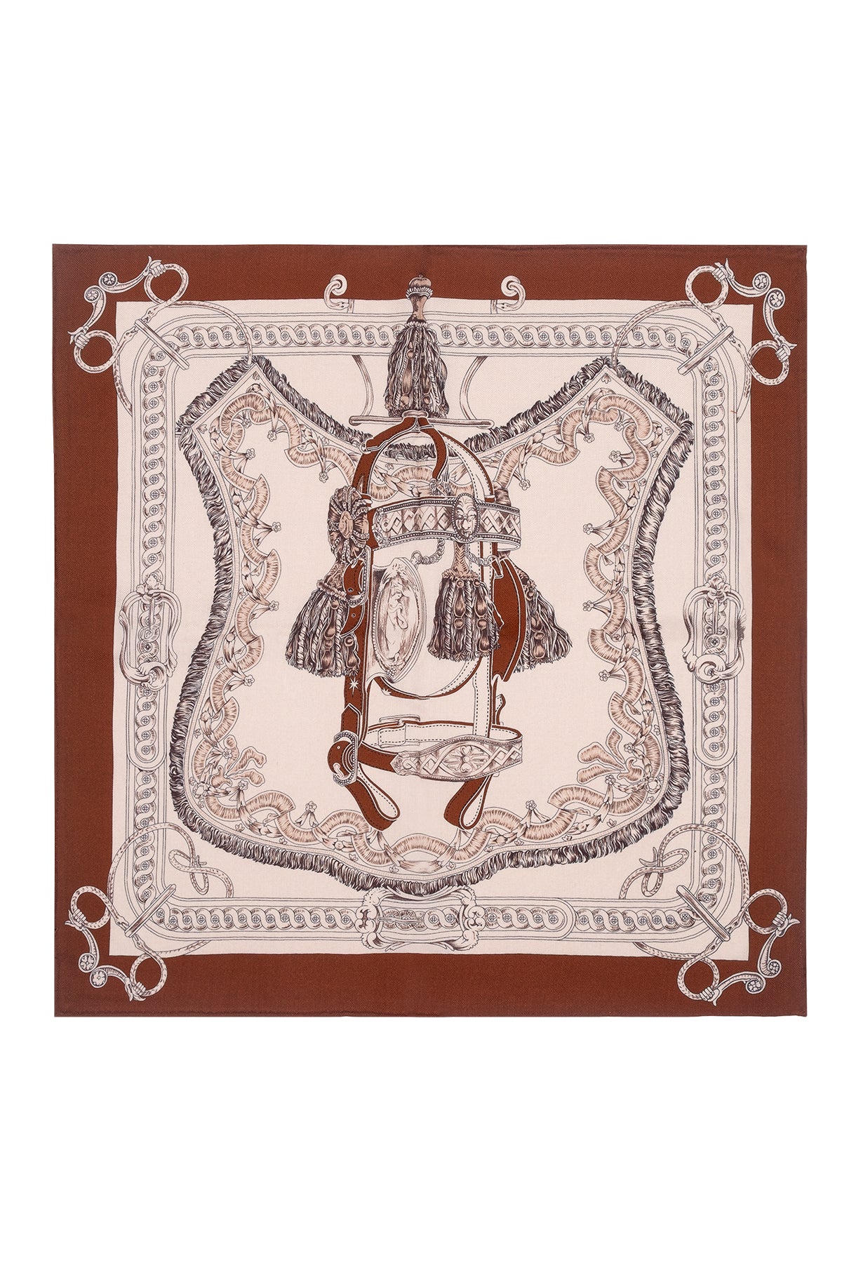 Kiremit Lea Saf Kaşmir Baskılı Eşarp 70x 70 cm