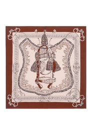 Kiremit Lea Saf Kaşmir Baskılı Eşarp 70x 70 cm