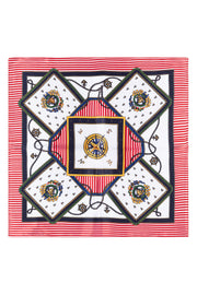 Kırmızı Lacivert Laila Saf İpek Kare Eşarp 50x50 cm