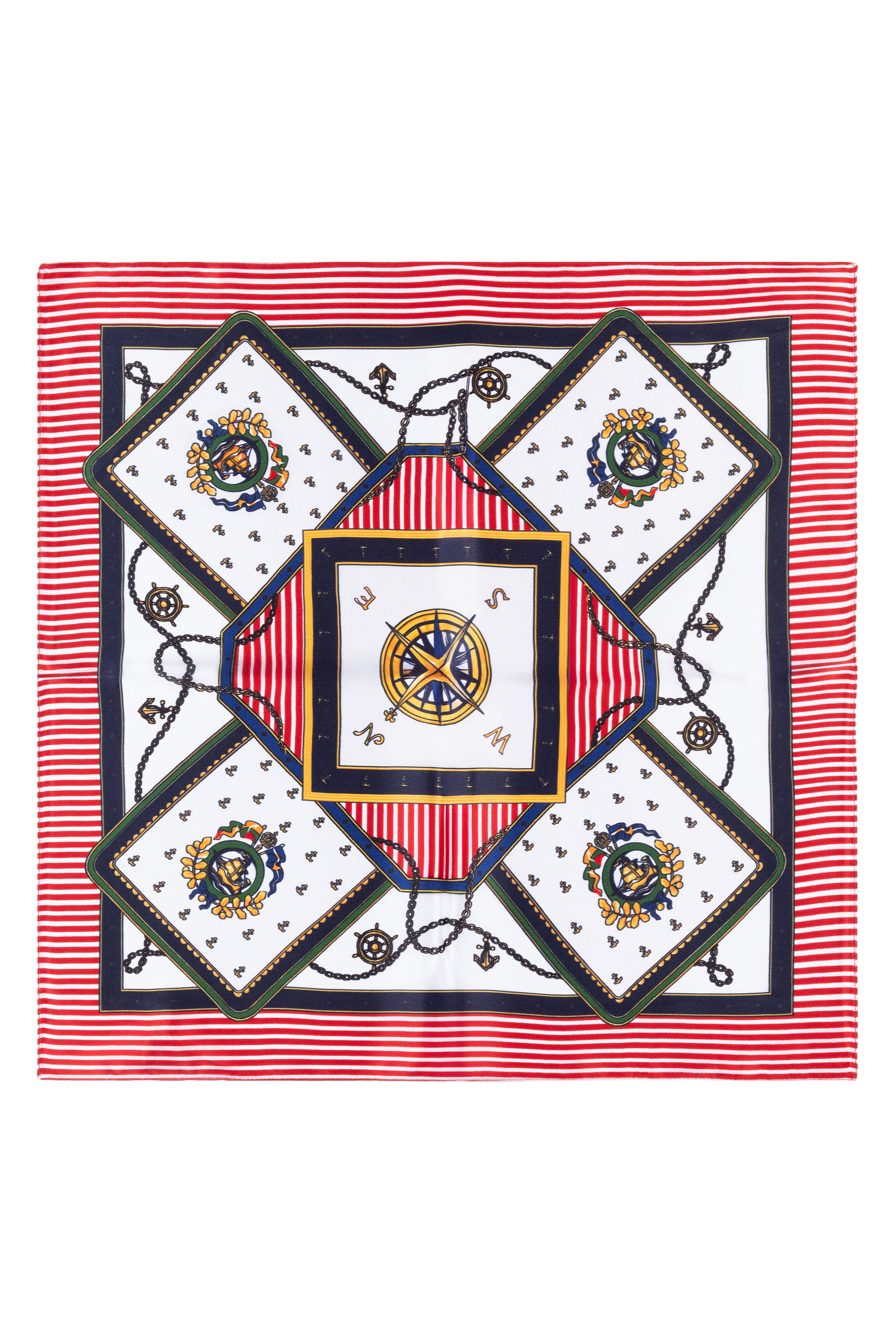 Kırmızı Lacivert Laila Saf İpek Kare Eşarp 50x50 cm