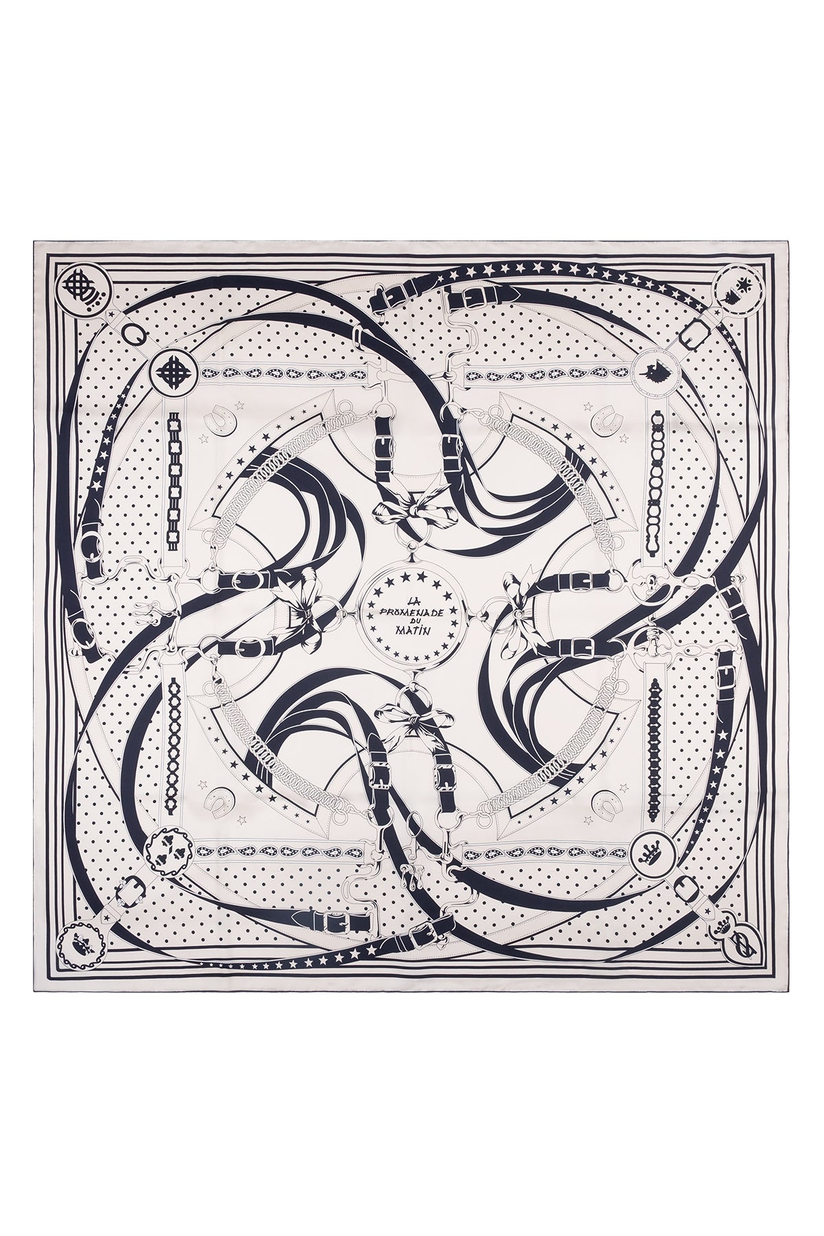 Beyaz Lina Saf İpek Desenli Kare Eşarp 140x140  cm