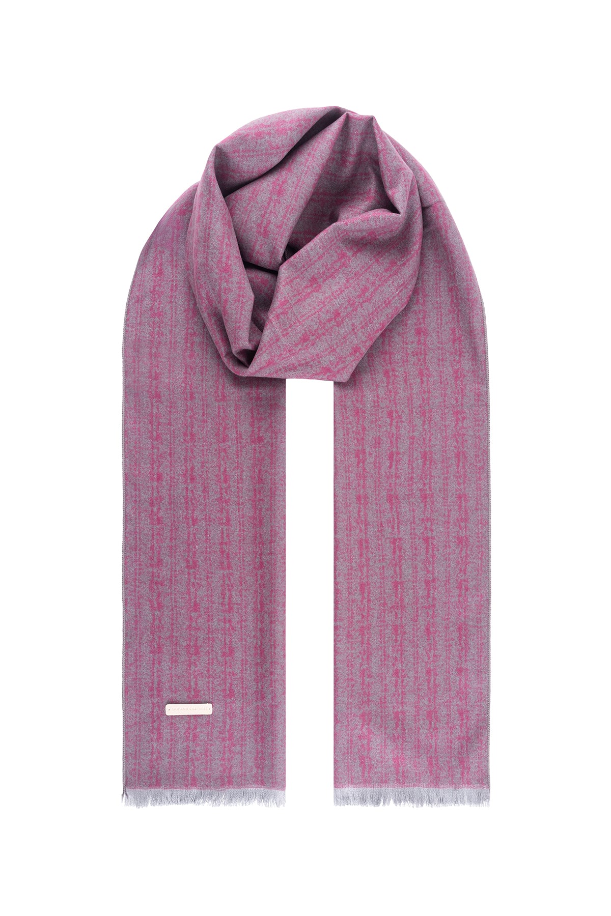 Pembe Lotus Saf İpek Desenli Atkı 30*177 cm