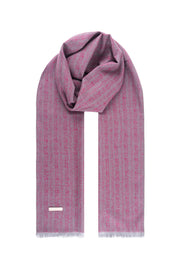 Pembe Lotus Saf İpek Desenli Atkı 30*177 cm