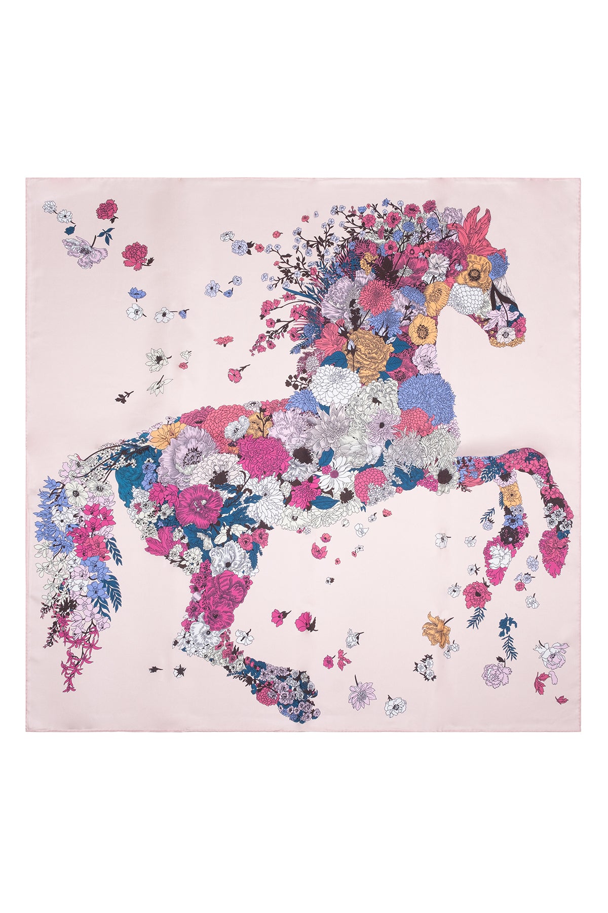 Toz pembe Lara Saf İpek Baskılı Eşarp 90x90 cm