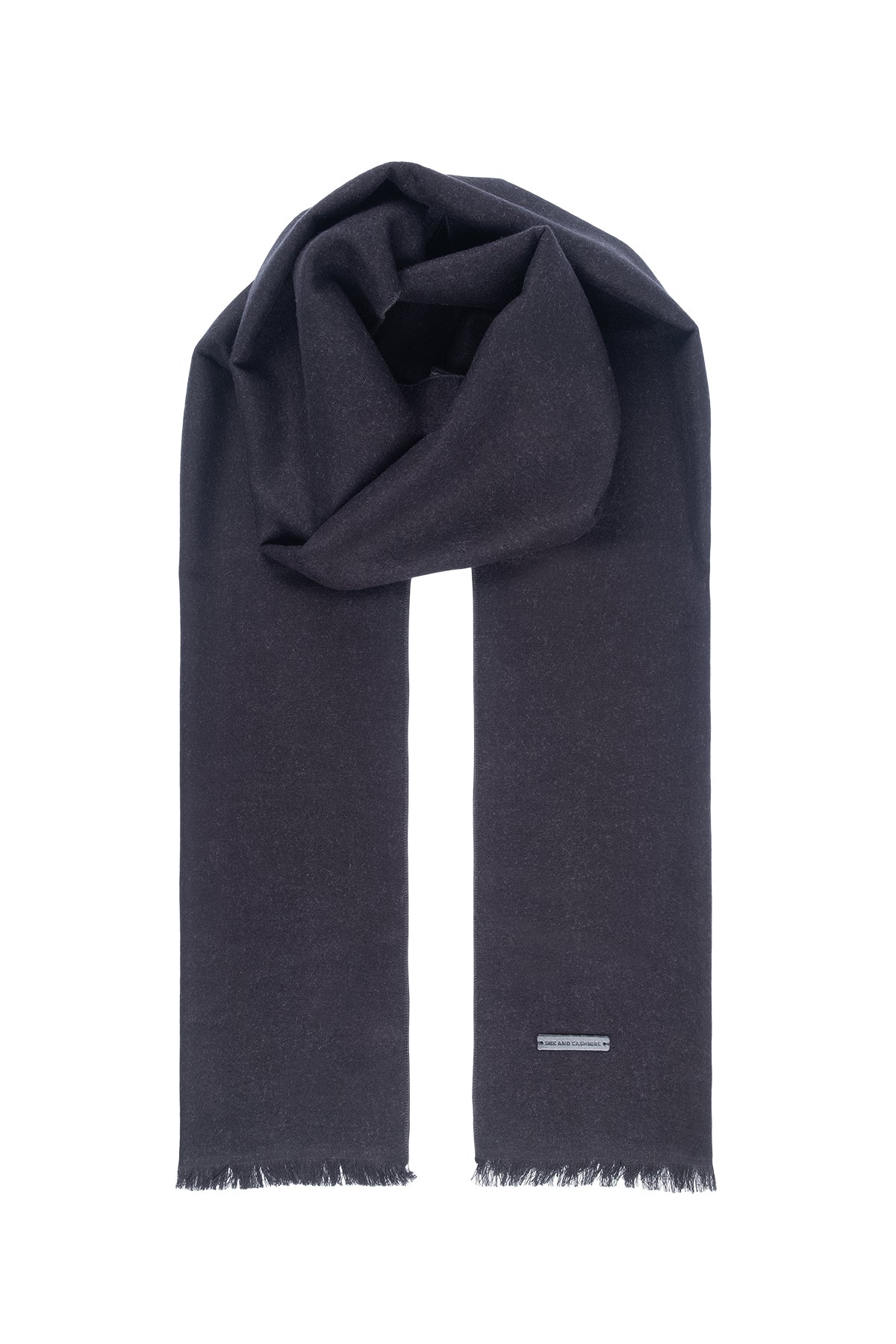 Siyah Lotus Saf İpek Çift Renkli Atkı 30*177+2cm