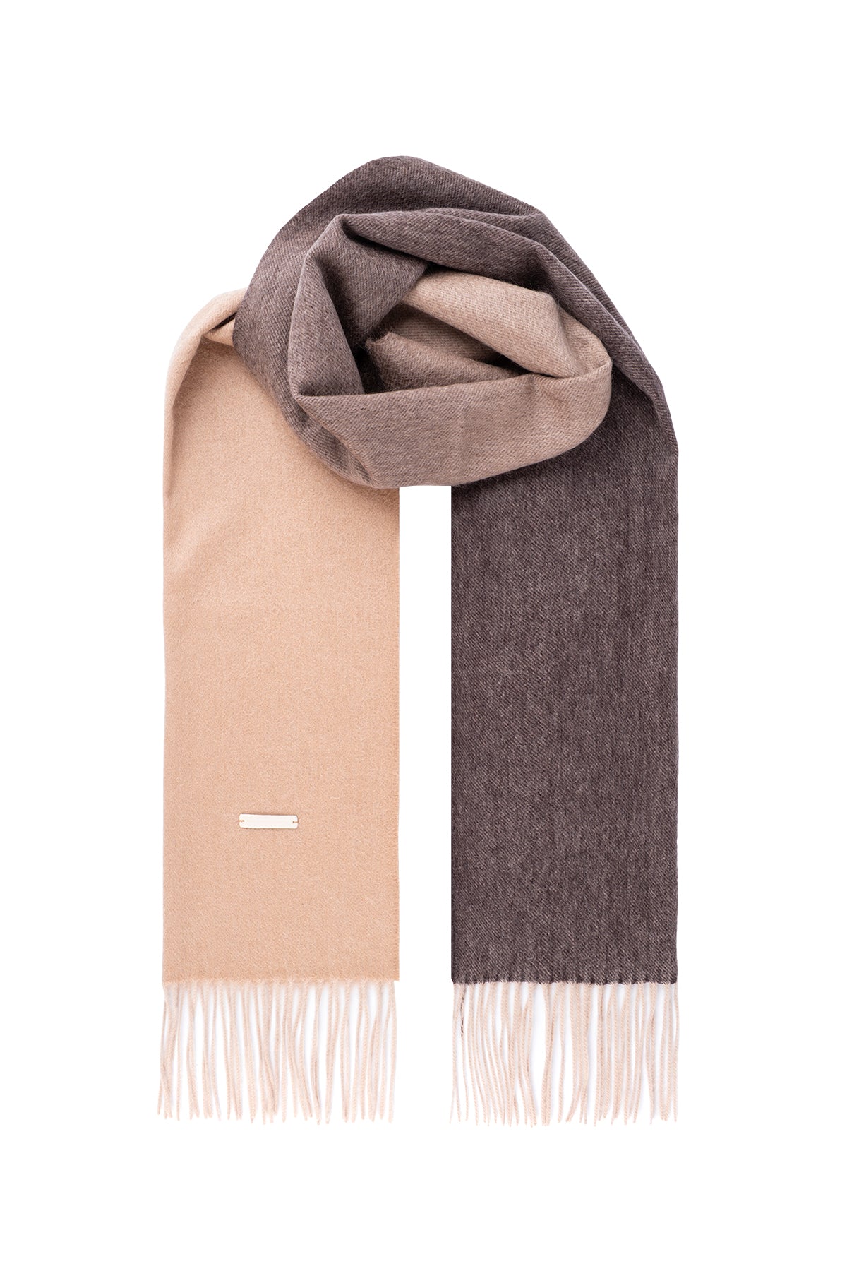 Koyu Bej Patrick Saf Kaşmir Degrade Atkı 170x35 cm