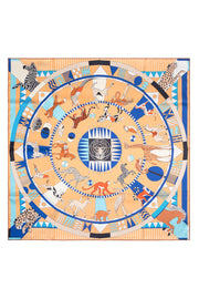 Turuncu Sarı Lara Saf İpek Baskılı Eşarp 90x90 cm