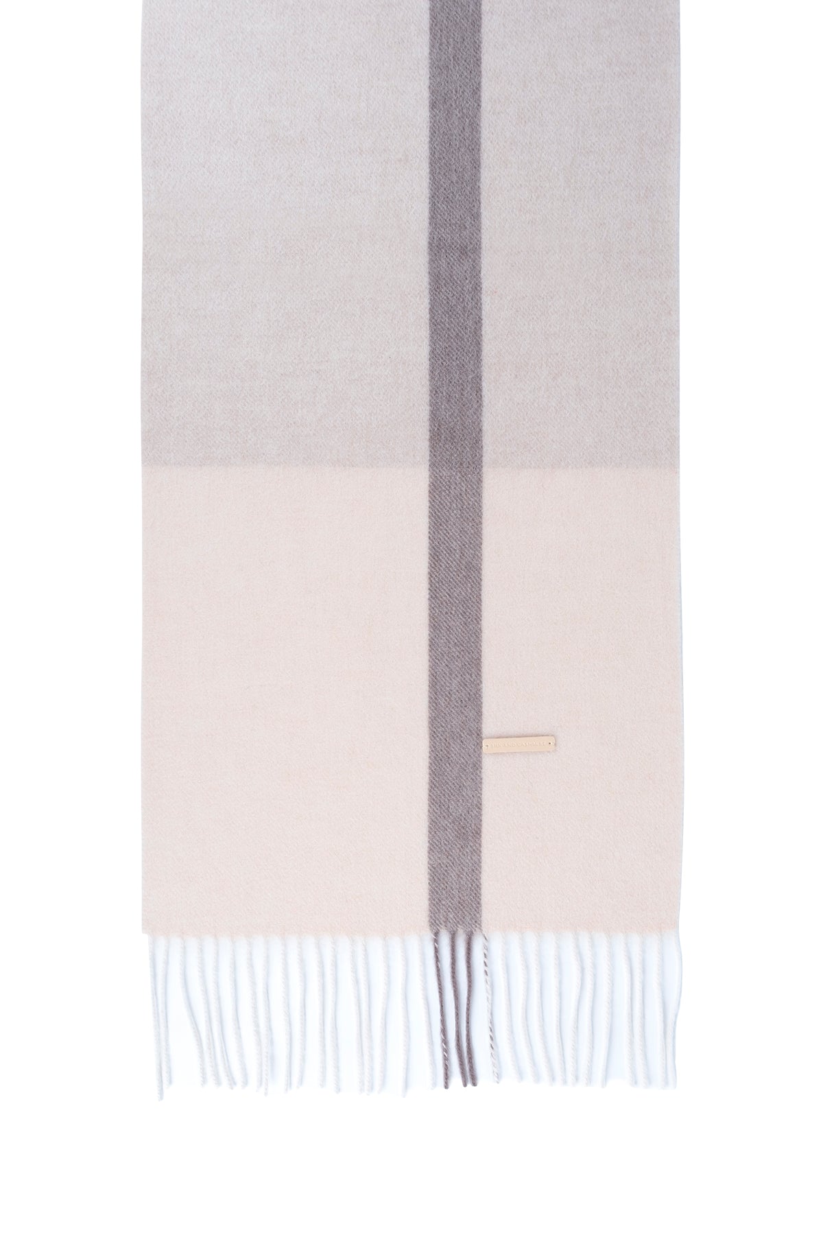 Ekru Patrick Saf Kaşmir Kareli Atkı 30x164 cm