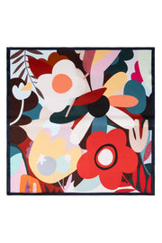 Kırmızı Siyah Laila Saf İpek Kare Eşarp 50x50 cm