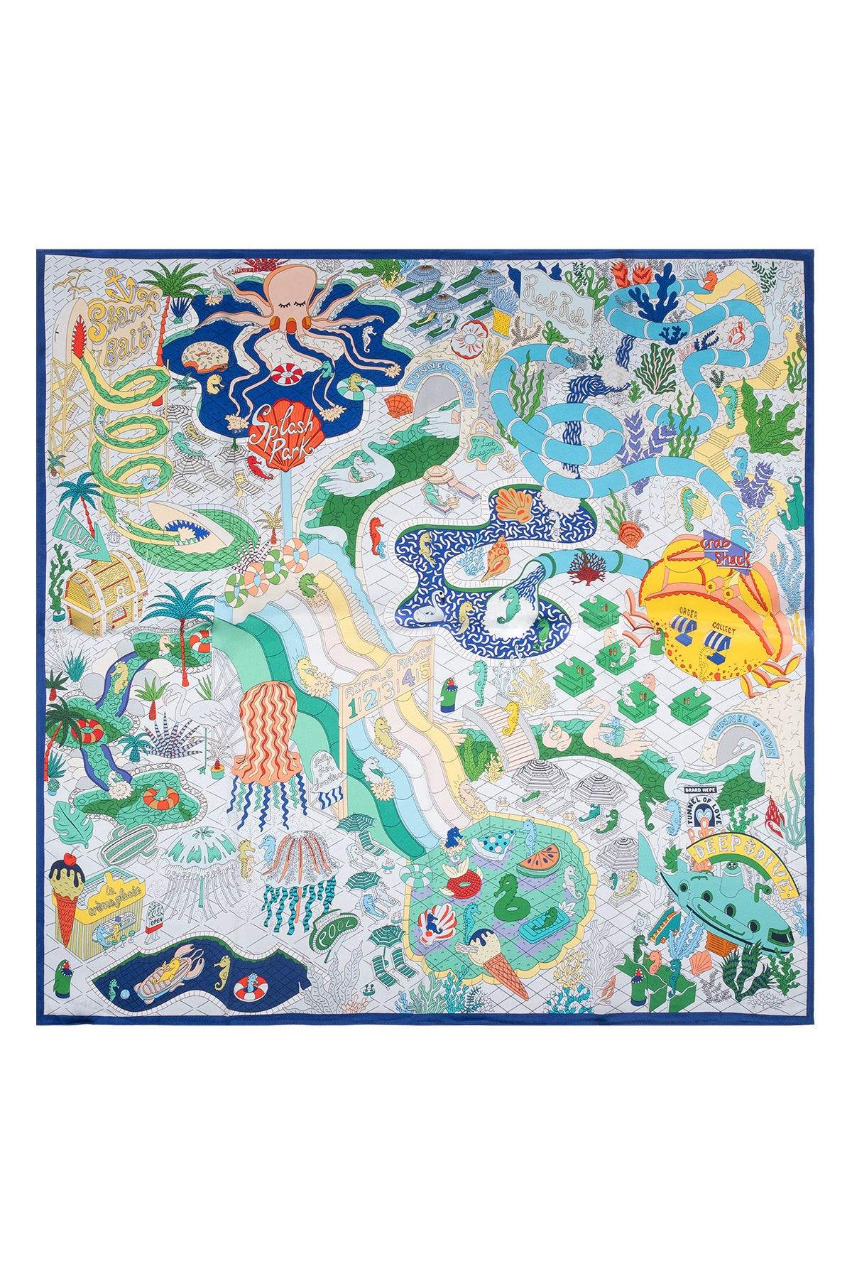 Lacivert Lara Saf İpek Baskılı Eşarp 90x90 cm