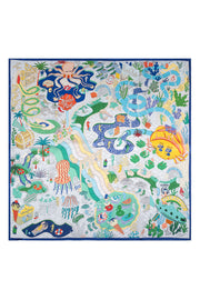 Lacivert Lara Saf İpek Baskılı Eşarp 90x90 cm