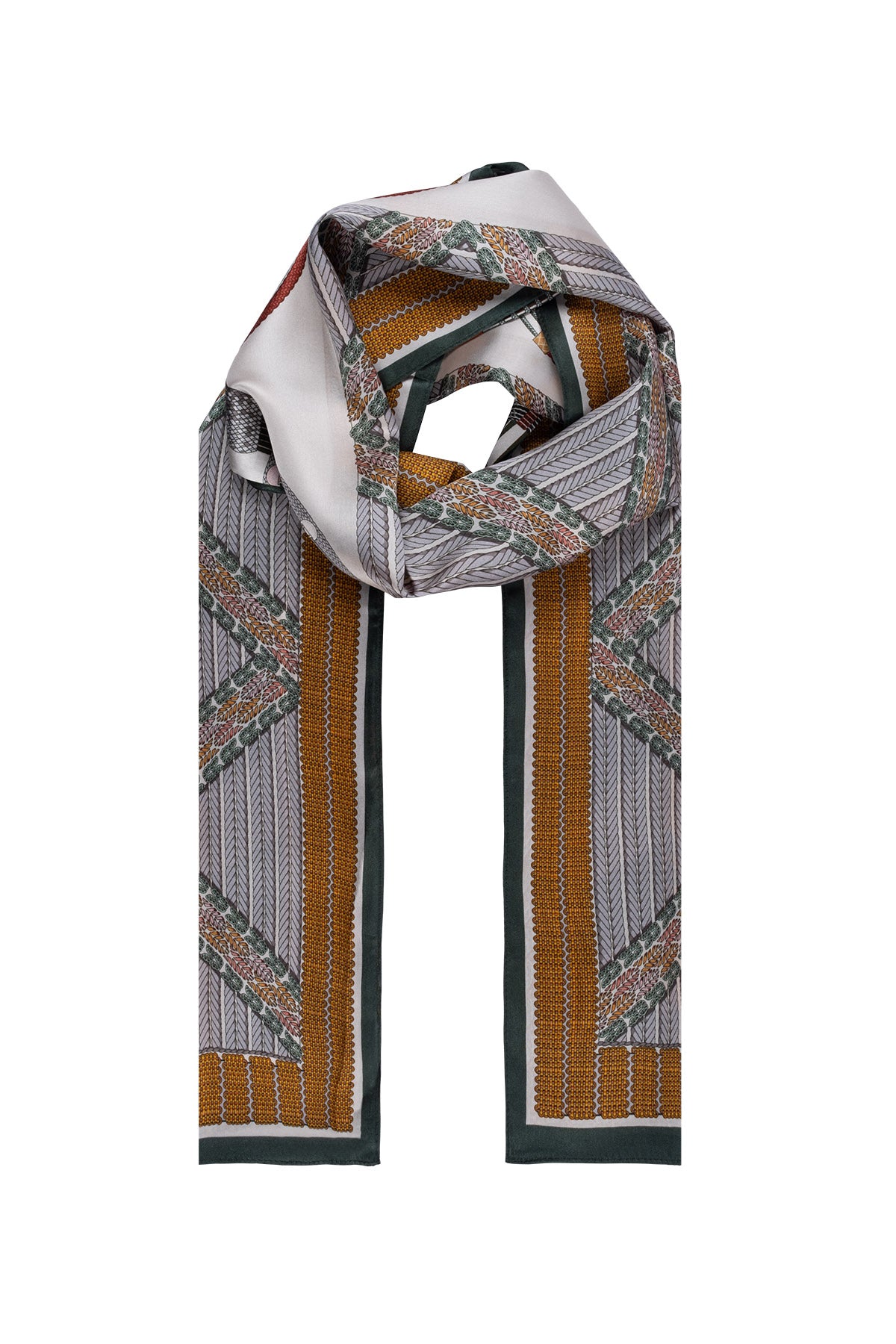 Yeşil Oblong Pure Silk Printed Scarf 55*170 24SMWL-105