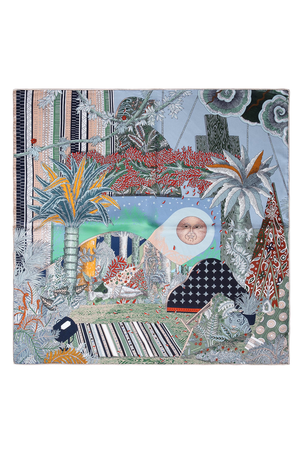 Renkli Lena Saf İpek Kare Eşarp 70x70 cm