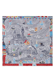 Renkli Lena Saf İpek Roma Çift Taraflı Eşarp 70x70