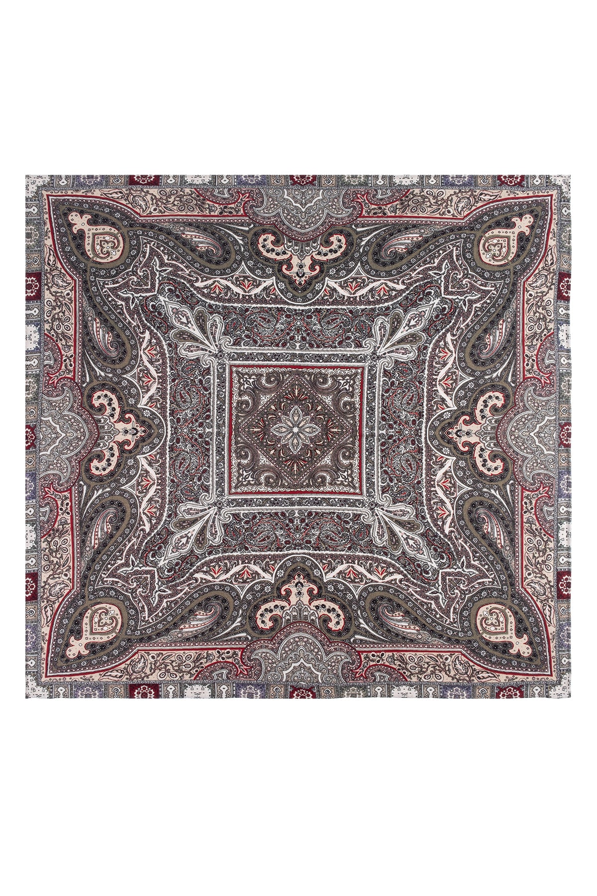 Mavi Lea Saf Kaşmir Desenli Kare Eşarp 70x70 cm