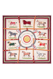 Kırmızı Linda Saf Kaşmir Baskılı Eşarp 140x 140 cm