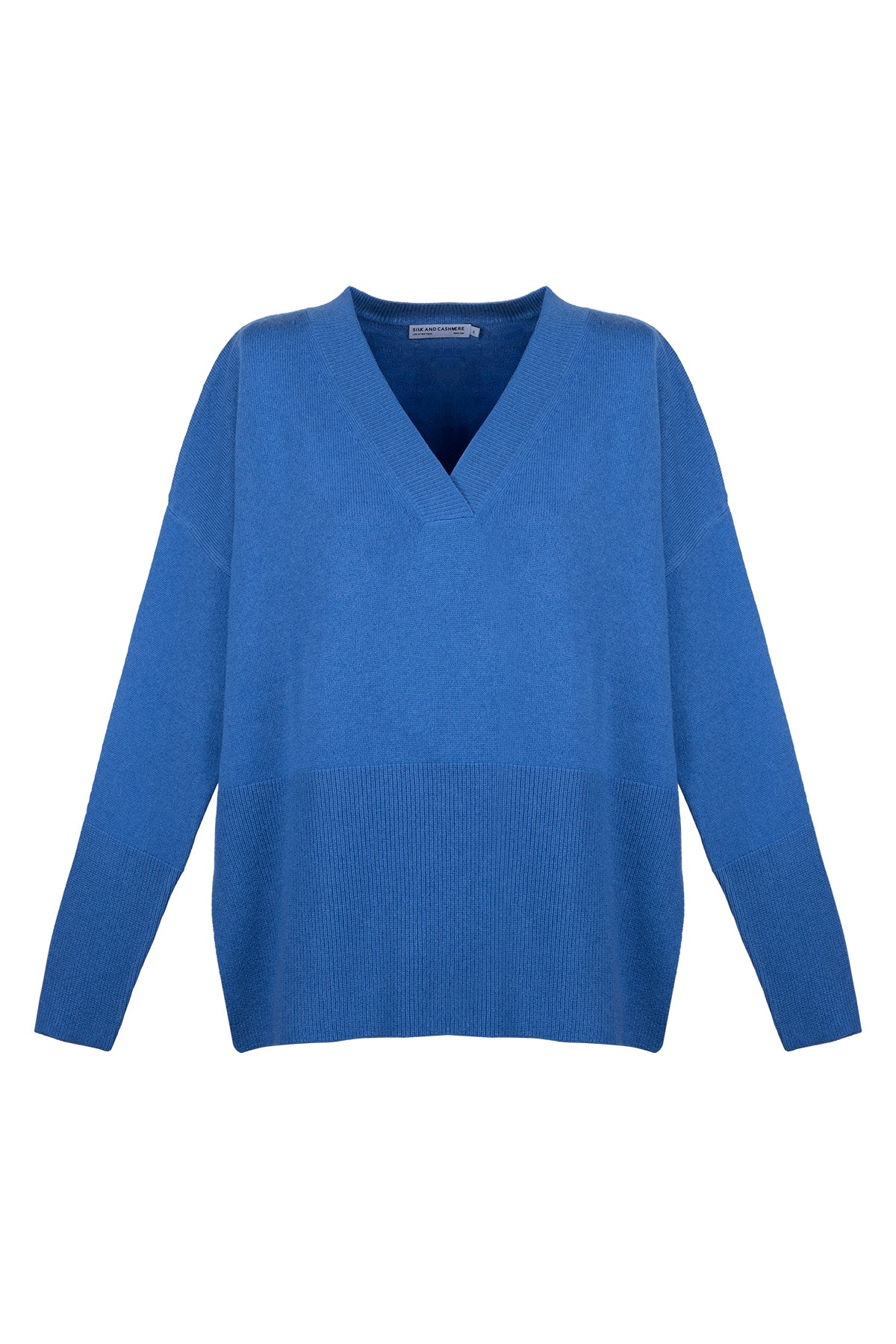 Mavi Isabella Saf Kaşmir Derin V Yaka Kazak
