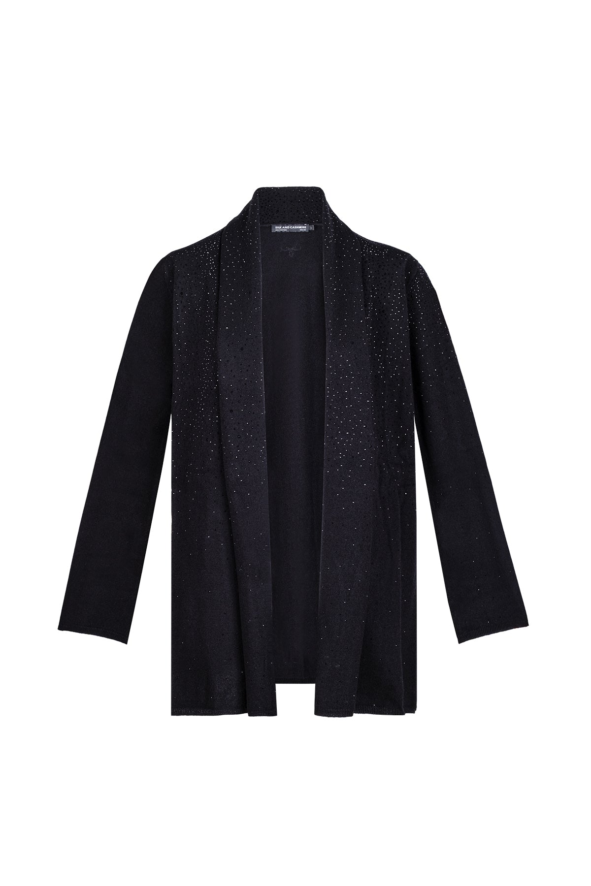 Siyah Merill Taşlı Şal Yaka Hırka