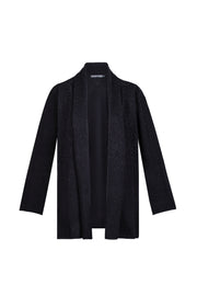 Siyah Merill Taşlı Şal Yaka Hırka