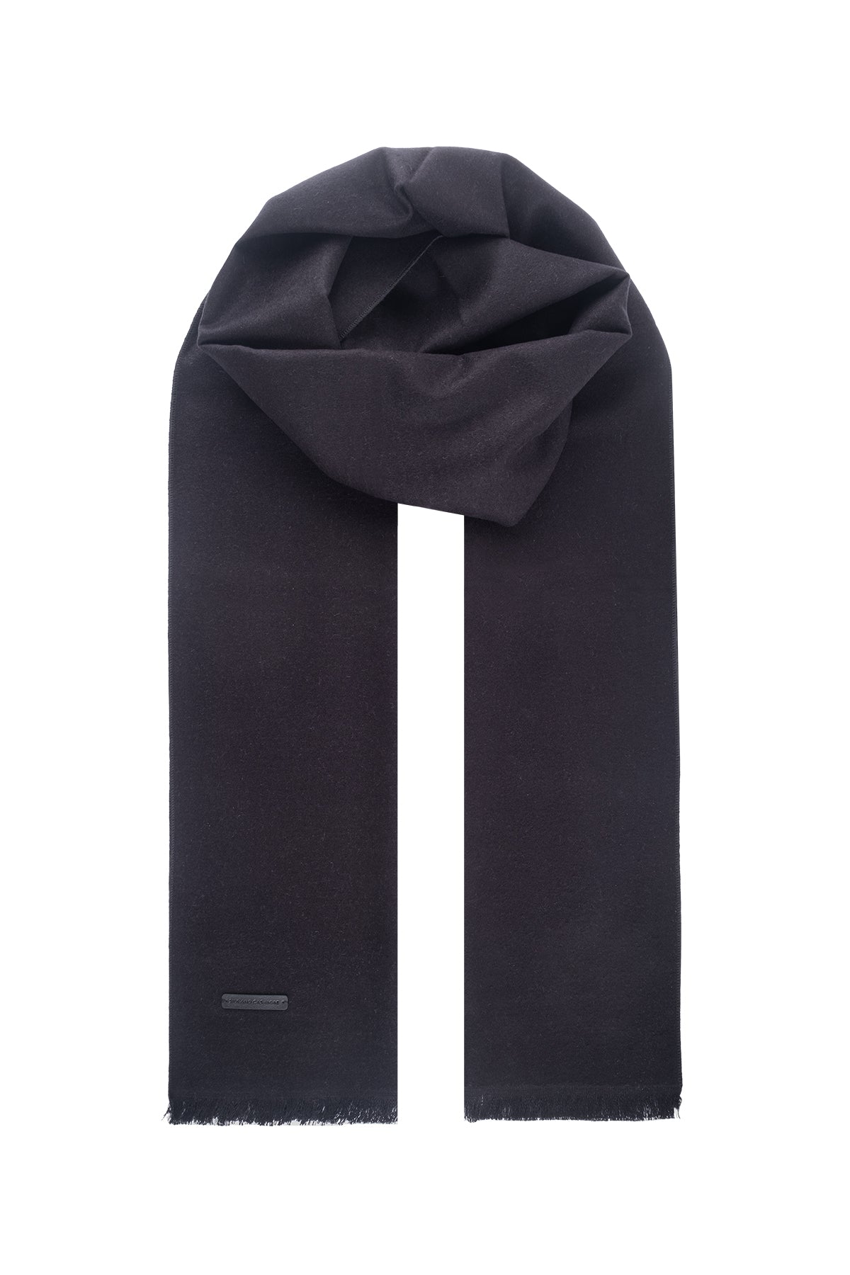 Siyah Lotus Saf İpek Atkı 30x177 cm