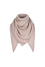 Bej Saf Kaşmir Taşlı Üçgen Şal 105x105x165 cm