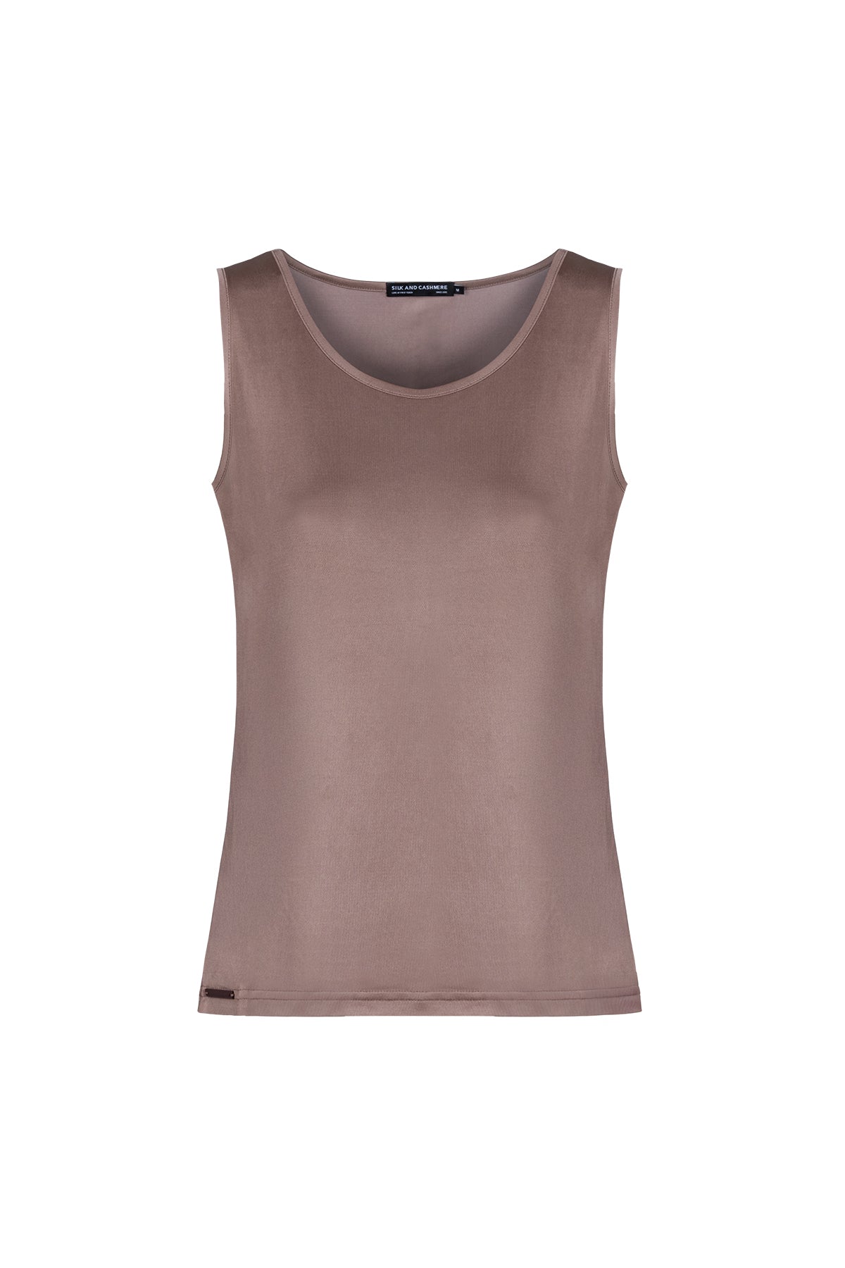 Camel Marina İpekli Yuvarlak Yaka Kolsuz T-Shirt