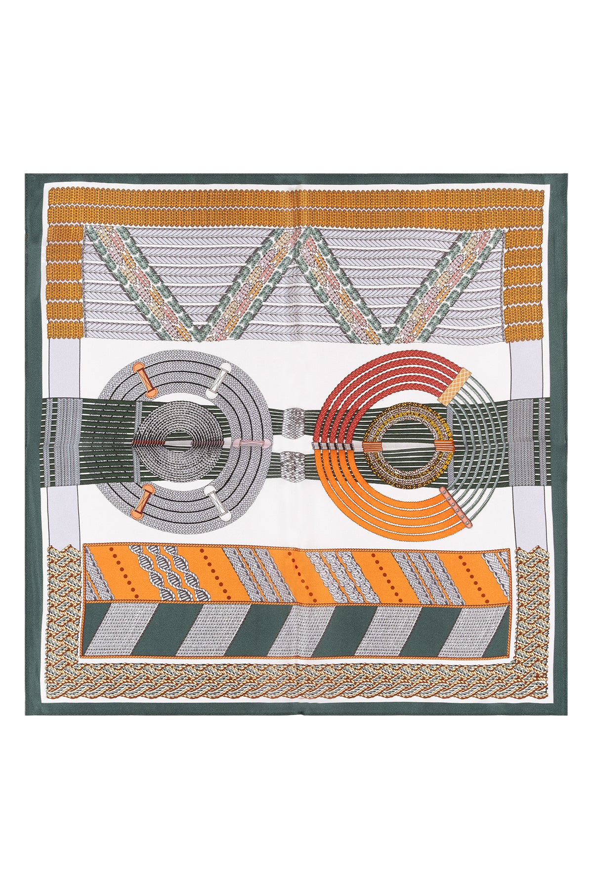 Yeşil Camel Laila Saf İpek Kare Eşarp 50x50 cm