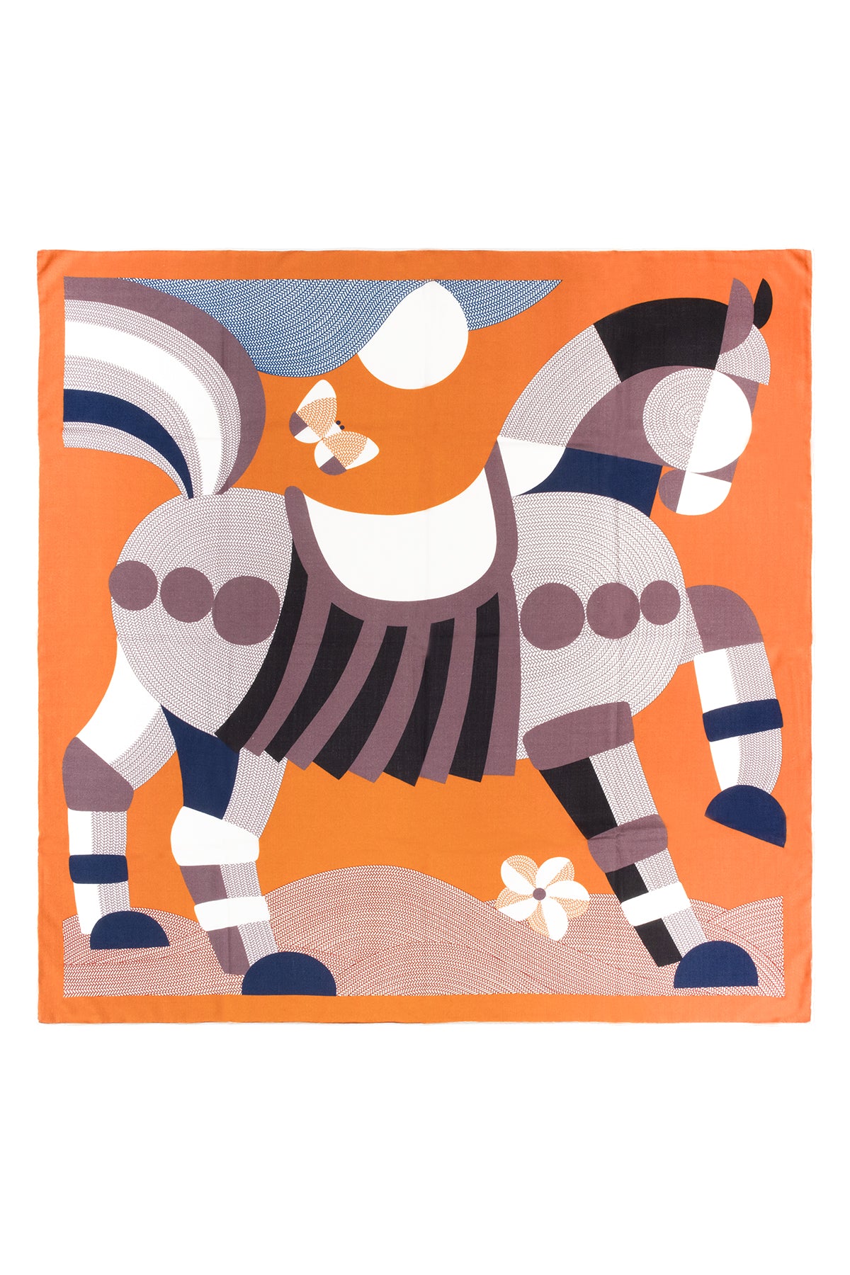 Kahverengi Linda Saf Kaşmir Baskılı Eşarp 140x 140 cm