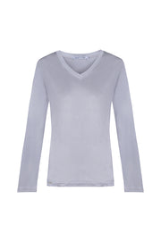 Gri Marina İpekli V Yaka Bluz
