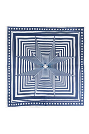 Lacivert Beyaz Laila Saf İpek Kare Eşarp 50x50 cm