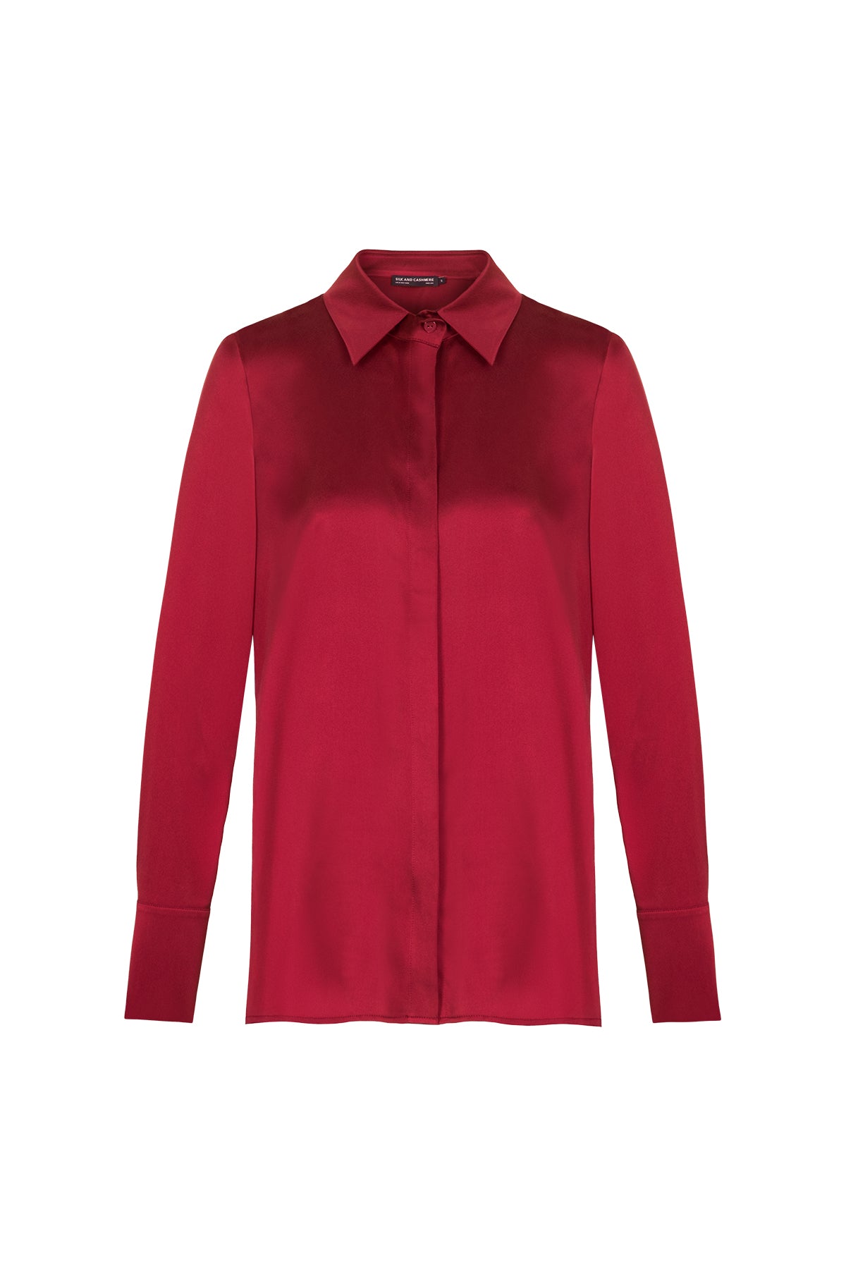 Kırmızı Saf İpek Audrey Uzun Kollu Gömlek