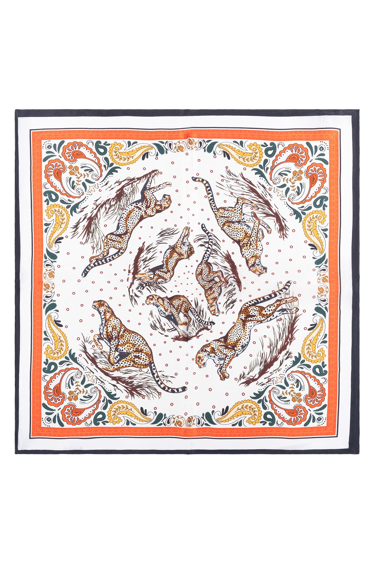 Lacivert Ekru Laila Saf İpek Kare Eşarp 50x50 cm