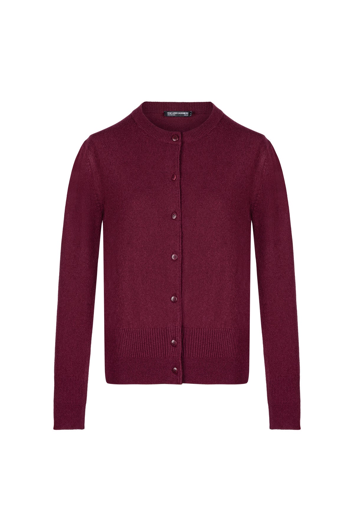 Bordo Lilly Saf Kaşmir Bisiklet Yaka Hırka