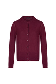 Bordo Lilly Saf Kaşmir Bisiklet Yaka Hırka