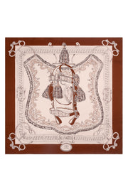 Kahverengi Linda Kaşmir Desenli Kare Eşarp 140x140 cm