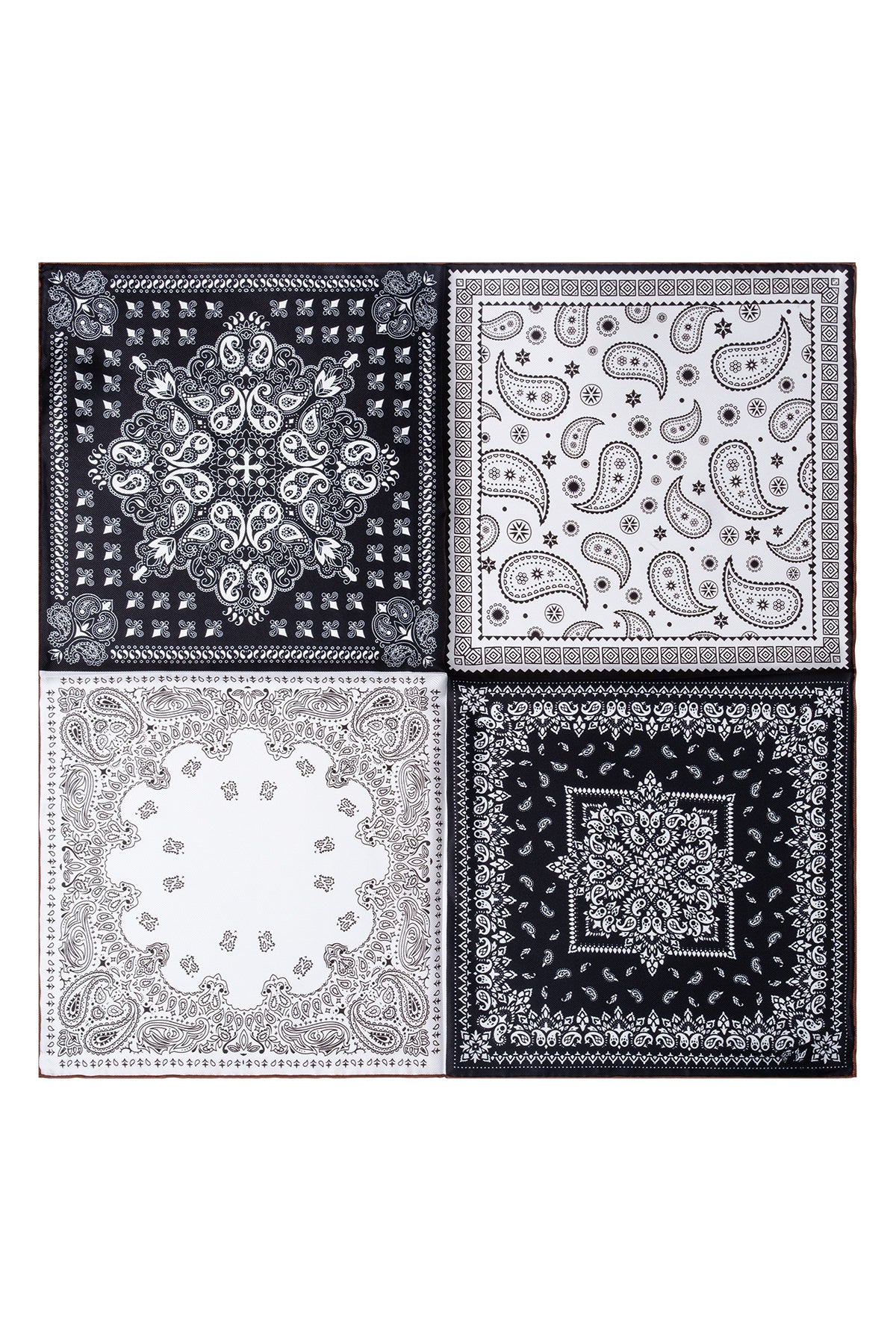 Siyah Beyaz Lena Saf İpek Eşarp 70x70 cm