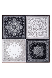 Siyah Beyaz Lena Saf İpek Eşarp 70x70 cm