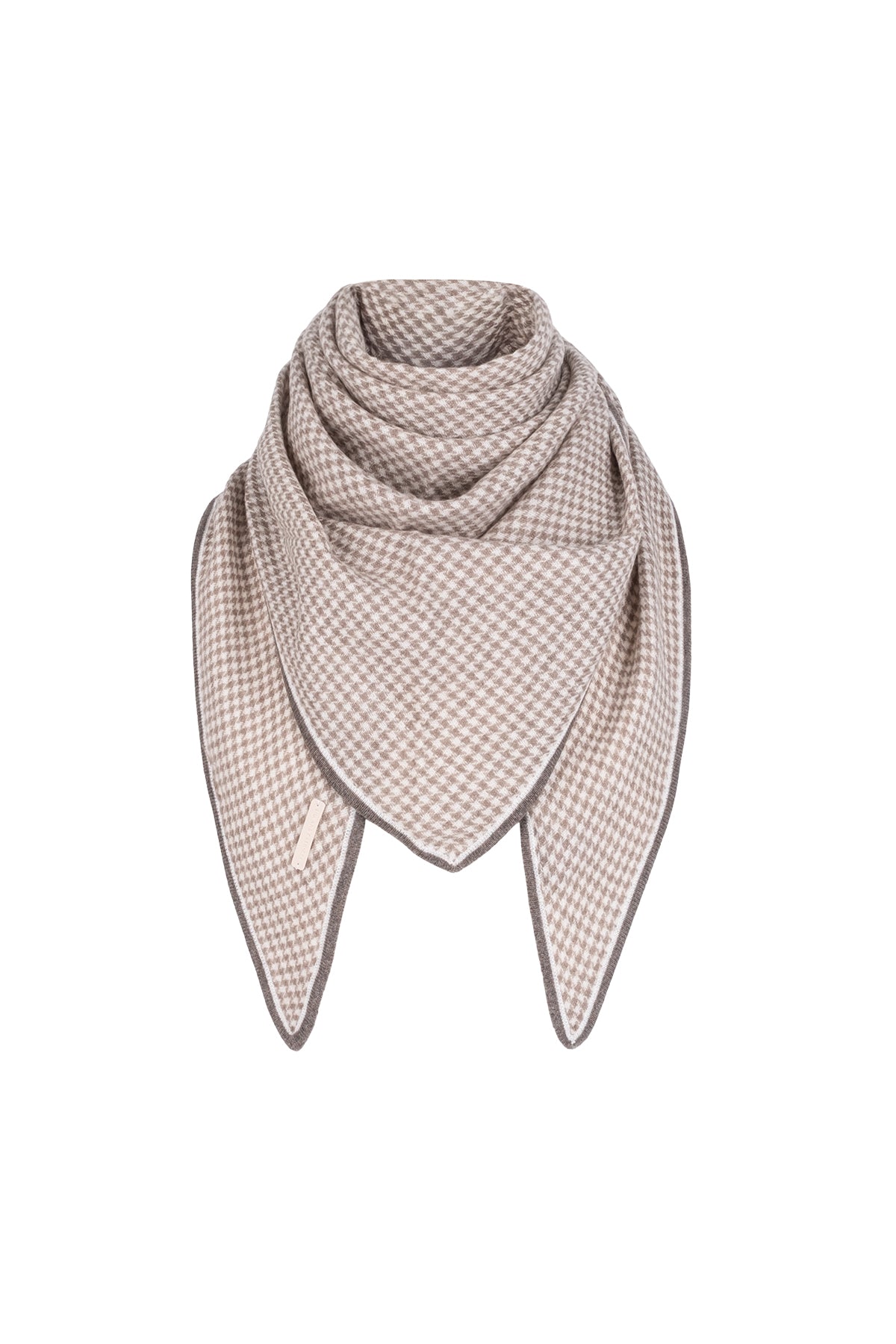 Bej Saf Kaşmir Kaz Ayağı Üçgen Şal 100x100x145 cm