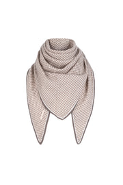 Bej Saf Kaşmir Kaz Ayağı Üçgen Şal 100x100x145 cm