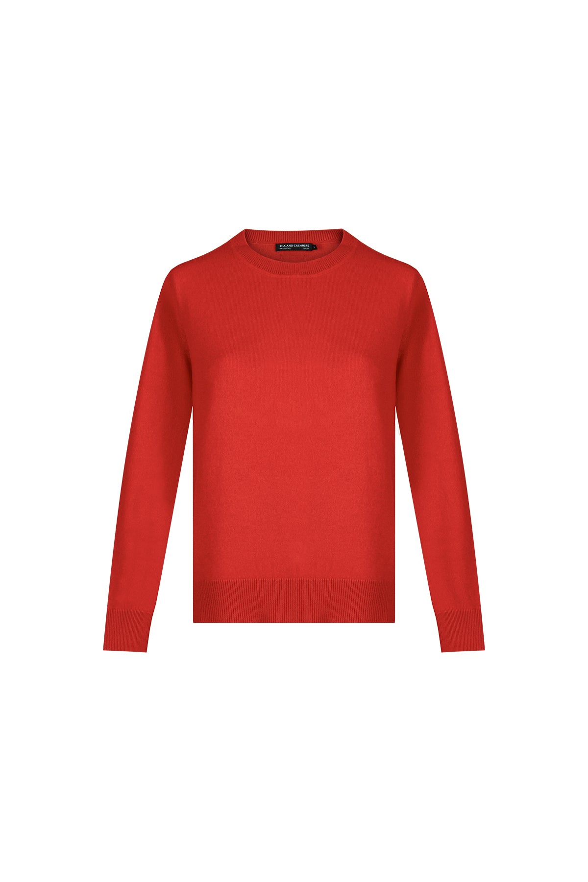 Turuncu Agata Saf Kaşmir Yuvarlak Yaka Kazak